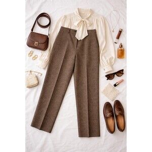Vintage Pendleton Brown Wool Trousers High Waist Tailored Women’s Academia